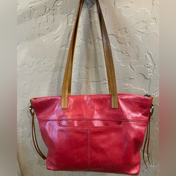 HOBO Handbags - Vintage HOBO Hide Leather Shoulder Purse Bag Red Leather Brown Straps